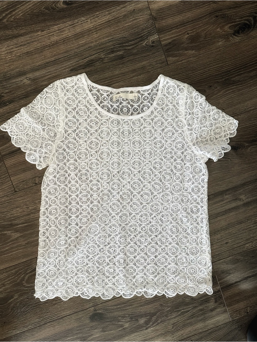 Madewell Hi-Line White Circular Lace Short Sleeve Top